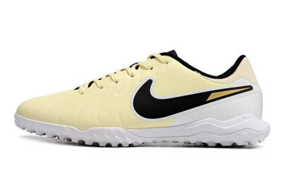 Men's Nike Tiempo Legend 10 Elite TF Artificial Turf Low-Tops Football Shoes - Beige/Black/White