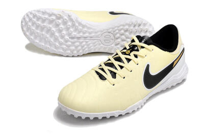 Men's Nike Tiempo Legend 10 Elite TF Artificial Turf Low-Tops Football Shoes - Beige/Black/White