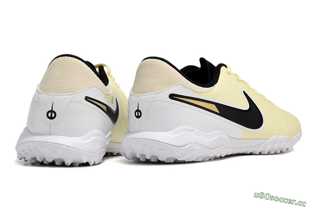 Men's Nike Tiempo Legend 10 Elite TF Artificial Turf Low-Tops Football Shoes - Beige/Black/White 6