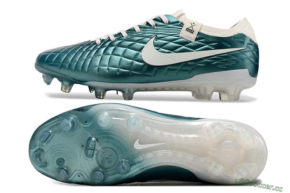 Men's Nike Tiempo Legend 10 Elite FG Firm Ground Low-Tops Football Boots - Jade/White 1