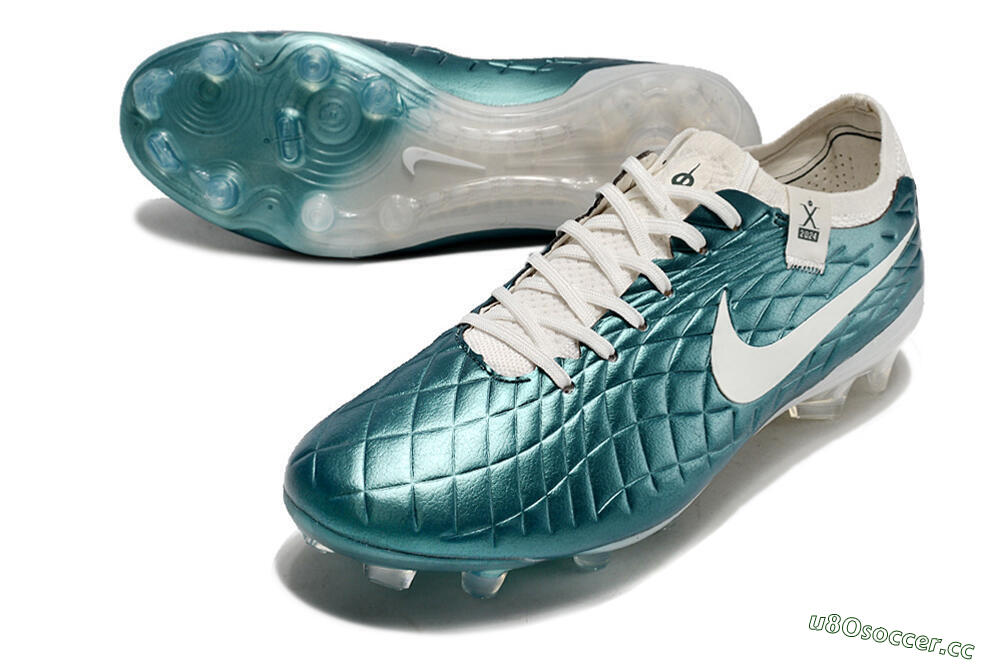 Men's Nike Tiempo Legend 10 Elite FG Firm Ground Low-Tops Football Boots - Jade/White 3
