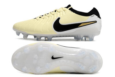 Men's Nike Tiempo Legend 10 Elite FG Firm Ground Low-Tops Football Boots - Beige/Black/White