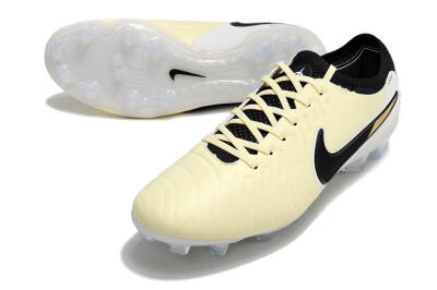 Men's Nike Tiempo Legend 10 Elite FG Firm Ground Low-Tops Football Boots - Beige/Black/White