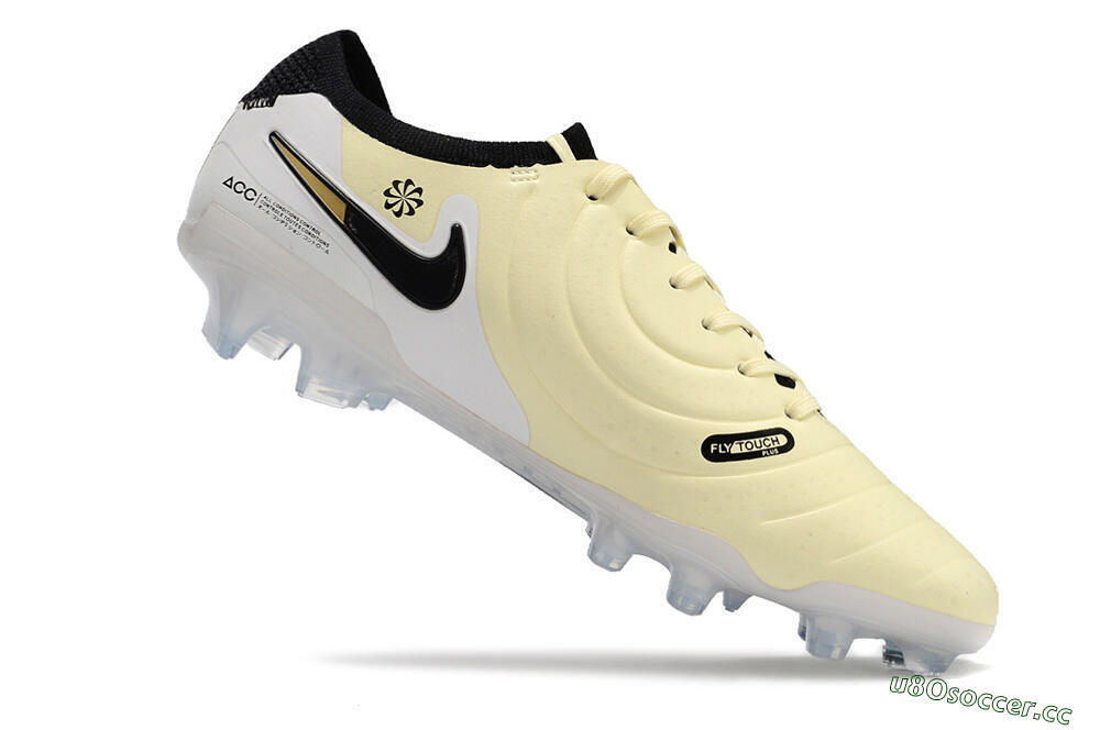 Men's Nike Tiempo Legend 10 Elite FG Firm Ground Low-Tops Football Boots - Beige/Black/White 4
