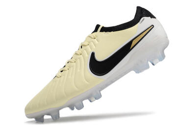 Men's Nike Tiempo Legend 10 Elite FG Firm Ground Low-Tops Football Boots - Beige/Black/White