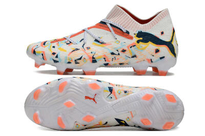 Men's Puma Future FG Firm Ground Low-Tops Football Boots - White/Red/Yellow/Blue/Pink