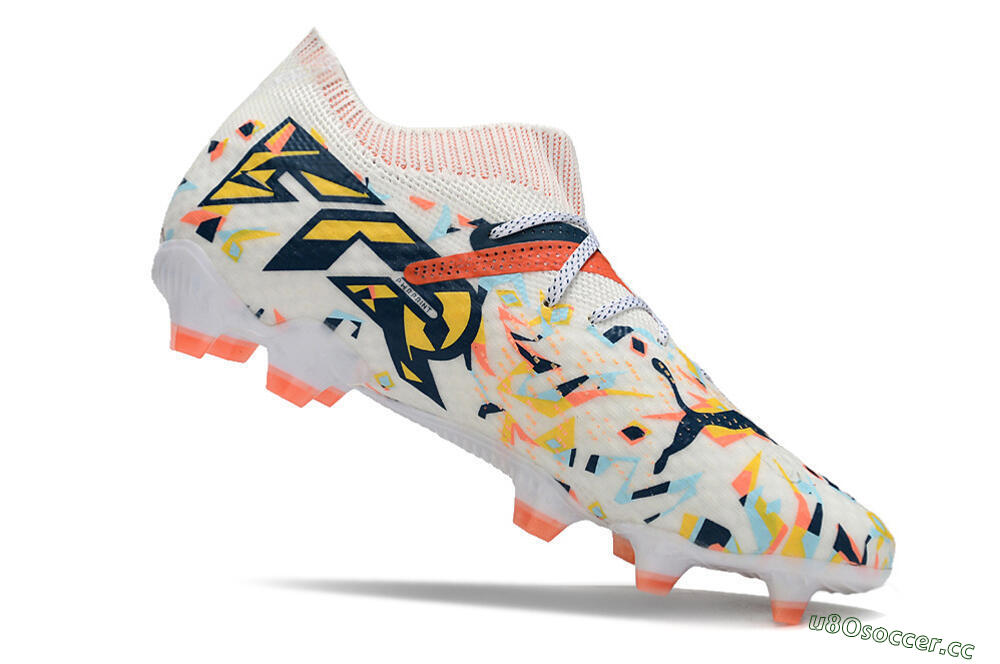 Men's Puma Future FG Firm Ground Low-Tops Football Boots - White/Red/Yellow/Blue/Pink 4