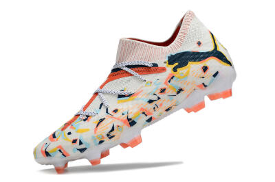 Men's Puma Future FG Firm Ground Low-Tops Football Boots - White/Red/Yellow/Blue/Pink