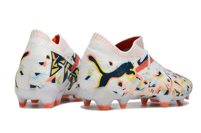 Men's Puma Future FG Firm Ground Low-Tops Football Boots - White/Red/Yellow/Blue/Pink