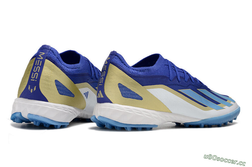 Men's Adidas X 23 Crazyfast.1 TF Artificial Turf Low-Tops Football Shoes - Blue/Gold/White 6