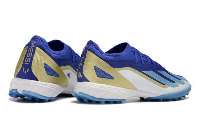 Men's Adidas X 23 Crazyfast.1 TF Artificial Turf Low-Tops Football Shoes - Blue/Gold/White