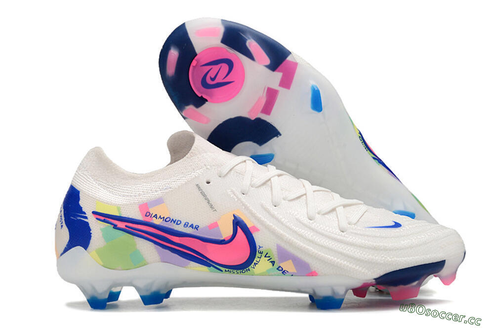 Unisex Nike Phantom Luna Elite FG Firm Ground Low-Tops Football Boots - White/Rainbow 2