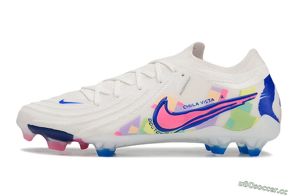 Unisex Nike Phantom Luna Elite FG Firm Ground Low-Tops Football Boots - White/Rainbow 0