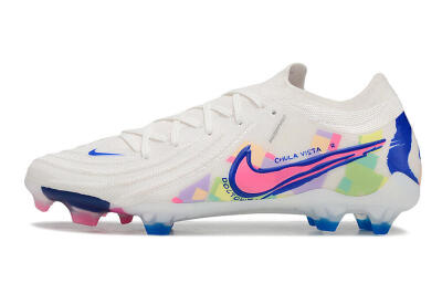 Unisex Nike Phantom Luna Elite FG Firm Ground Low-Tops Football Boots - White/Rainbow