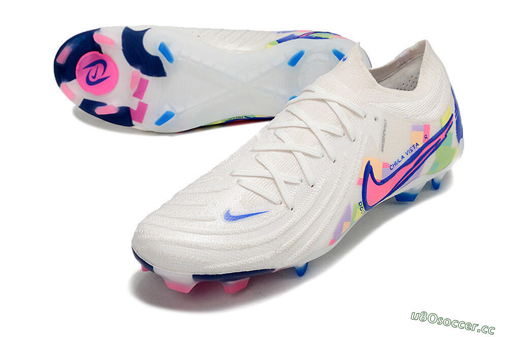Unisex Nike Phantom Luna Elite FG Firm Ground Low-Tops Football Boots - White/Rainbow 3