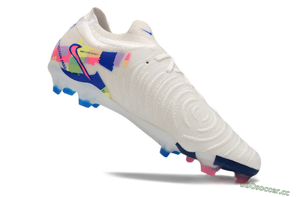 Unisex Nike Phantom Luna Elite FG Firm Ground Low-Tops Football Boots - White/Rainbow 4