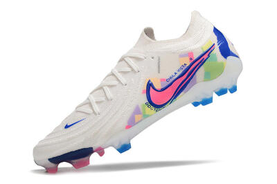 Unisex Nike Phantom Luna Elite FG Firm Ground Low-Tops Football Boots - White/Rainbow