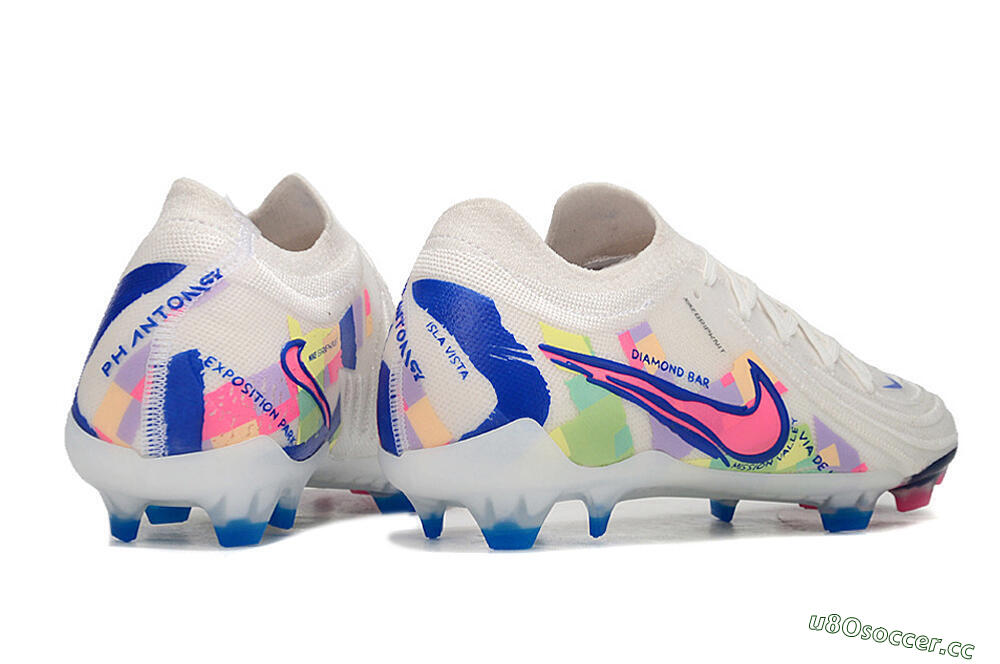 Unisex Nike Phantom Luna Elite FG Firm Ground Low-Tops Football Boots - White/Rainbow 6