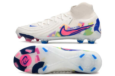 Unisex Nike Phantom Luna Elite FG Firm Ground High-Tops Football Boots - White/Rainbow