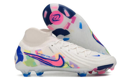 Unisex Nike Phantom Luna Elite FG Firm Ground High-Tops Football Boots - White/Rainbow
