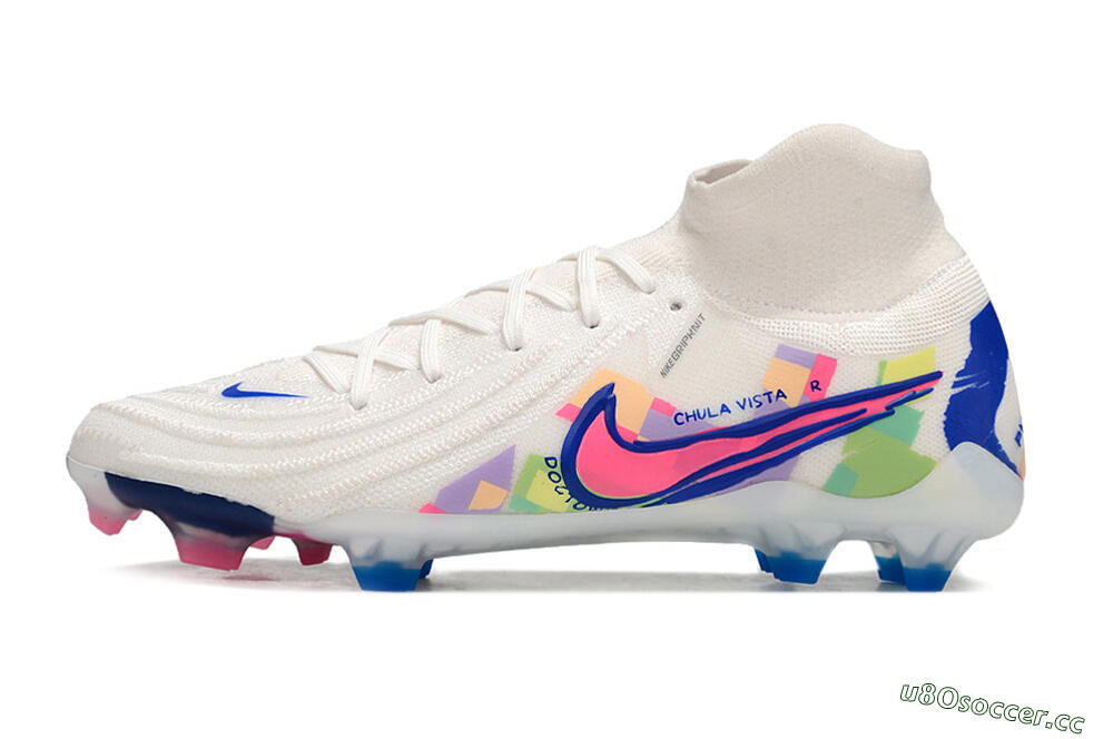 Unisex Nike Phantom Luna Elite FG Firm Ground High-Tops Football Boots - White/Rainbow 0