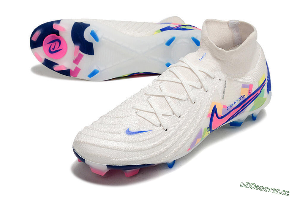 Unisex Nike Phantom Luna Elite FG Firm Ground High-Tops Football Boots - White/Rainbow 3
