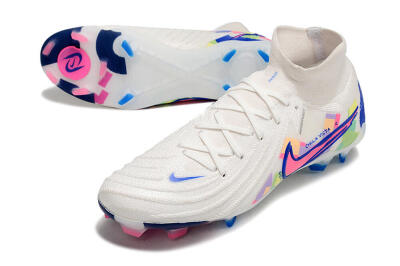 Unisex Nike Phantom Luna Elite FG Firm Ground High-Tops Football Boots - White/Rainbow