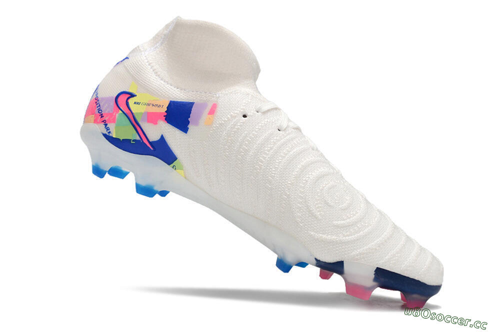 Unisex Nike Phantom Luna Elite FG Firm Ground High-Tops Football Boots - White/Rainbow 4