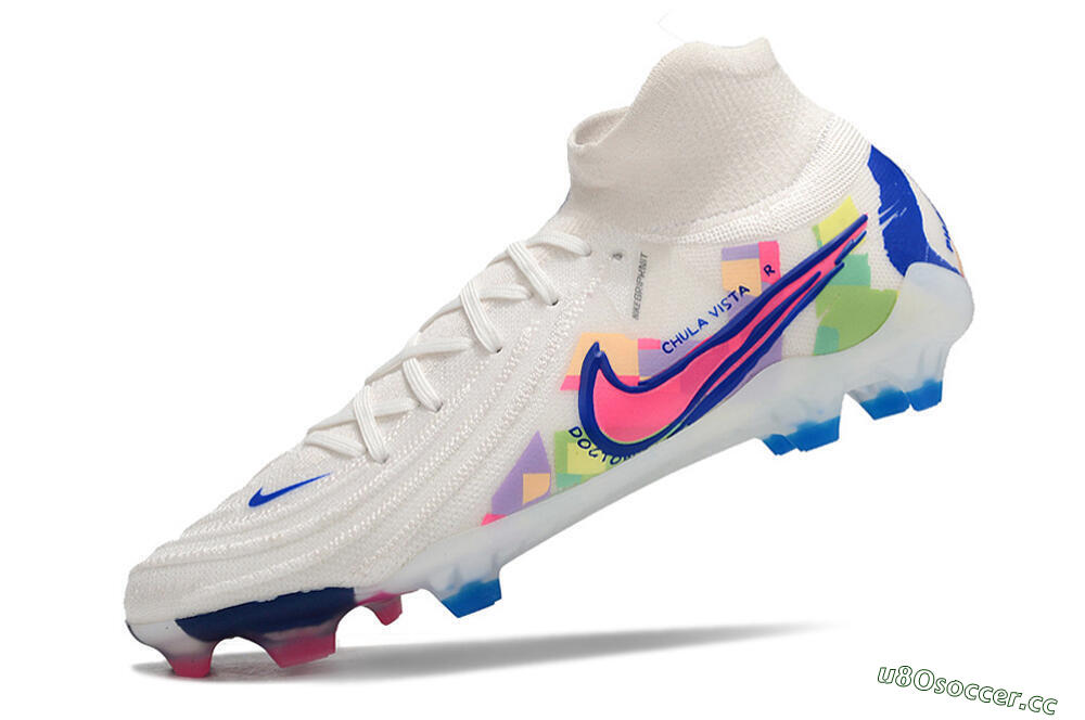 Unisex Nike Phantom Luna Elite FG Firm Ground High-Tops Football Boots - White/Rainbow 5