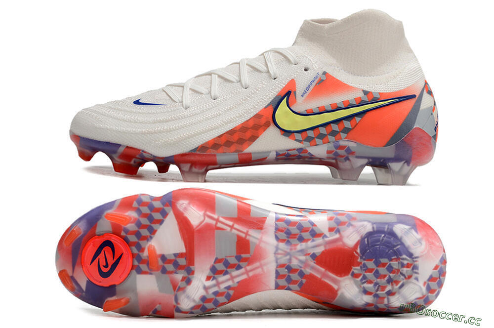 Men's Nike Phantom Luna Elite NU FG Firm Ground High-Tops Football Boots - White/Red/Yellow/Blue 1