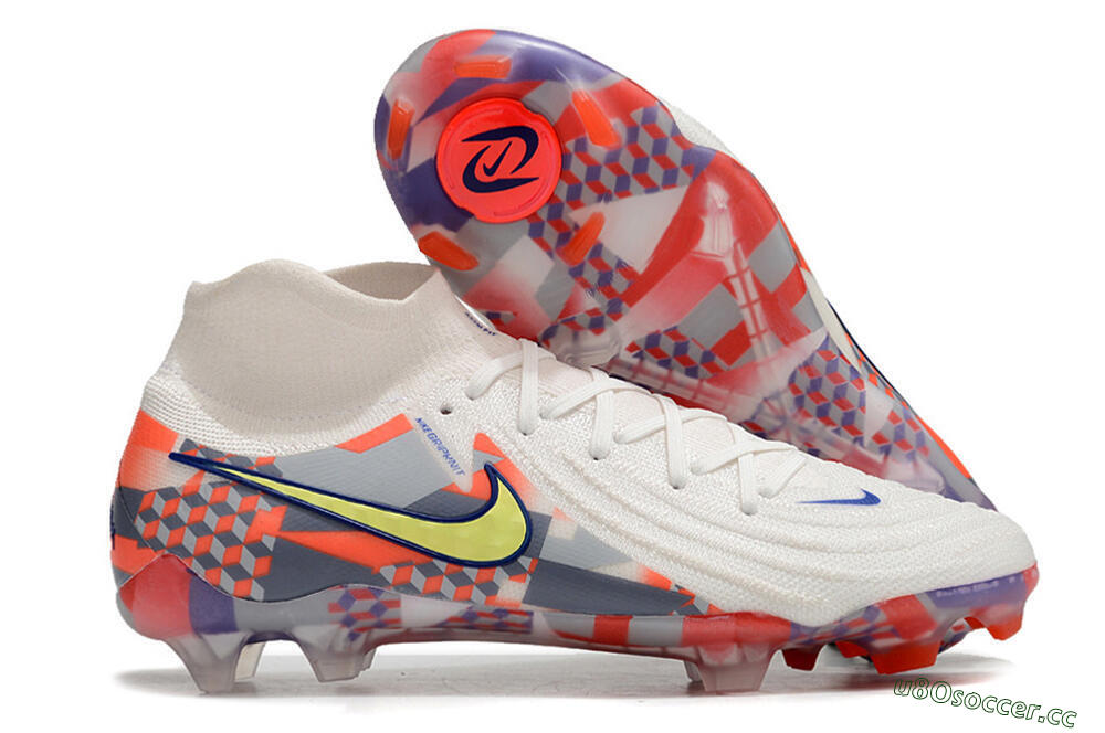 Men's Nike Phantom Luna Elite NU FG Firm Ground High-Tops Football Boots - White/Red/Yellow/Blue 2
