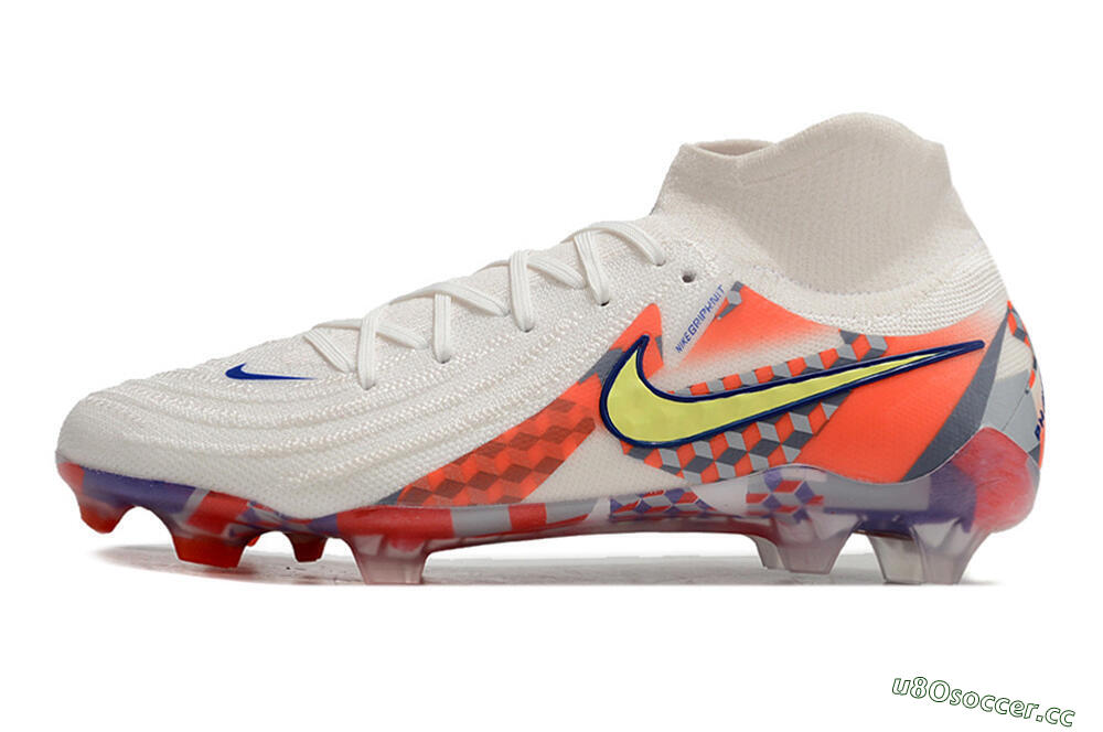 Men's Nike Phantom Luna Elite NU FG Firm Ground High-Tops Football Boots - White/Red/Yellow/Blue 0