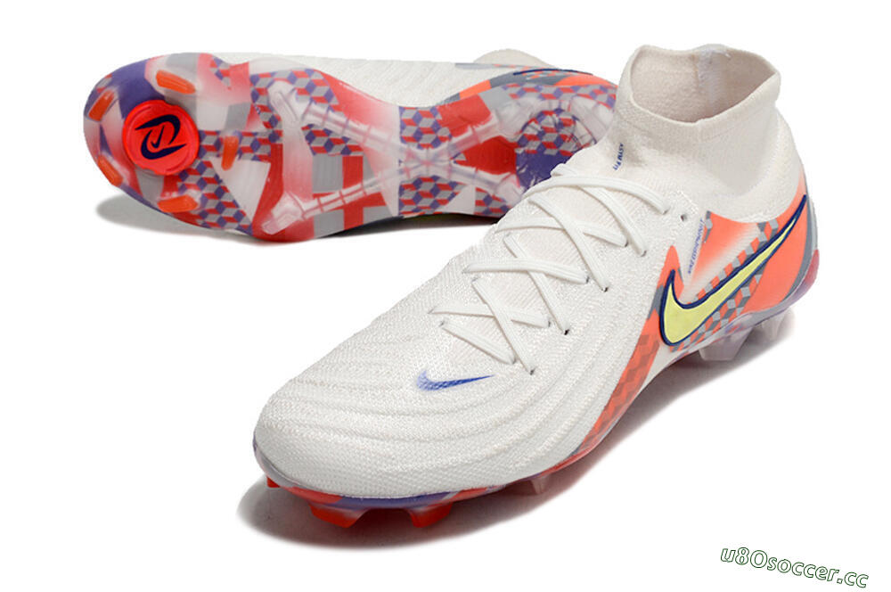 Men's Nike Phantom Luna Elite NU FG Firm Ground High-Tops Football Boots - White/Red/Yellow/Blue 3