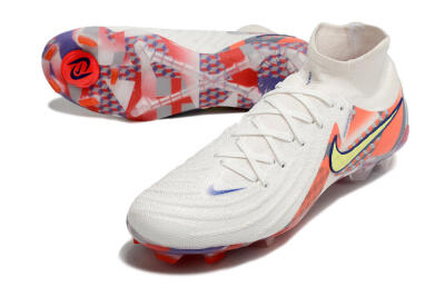 Men's Nike Phantom Luna Elite NU FG Firm Ground High-Tops Football Boots - White/Red/Yellow/Blue