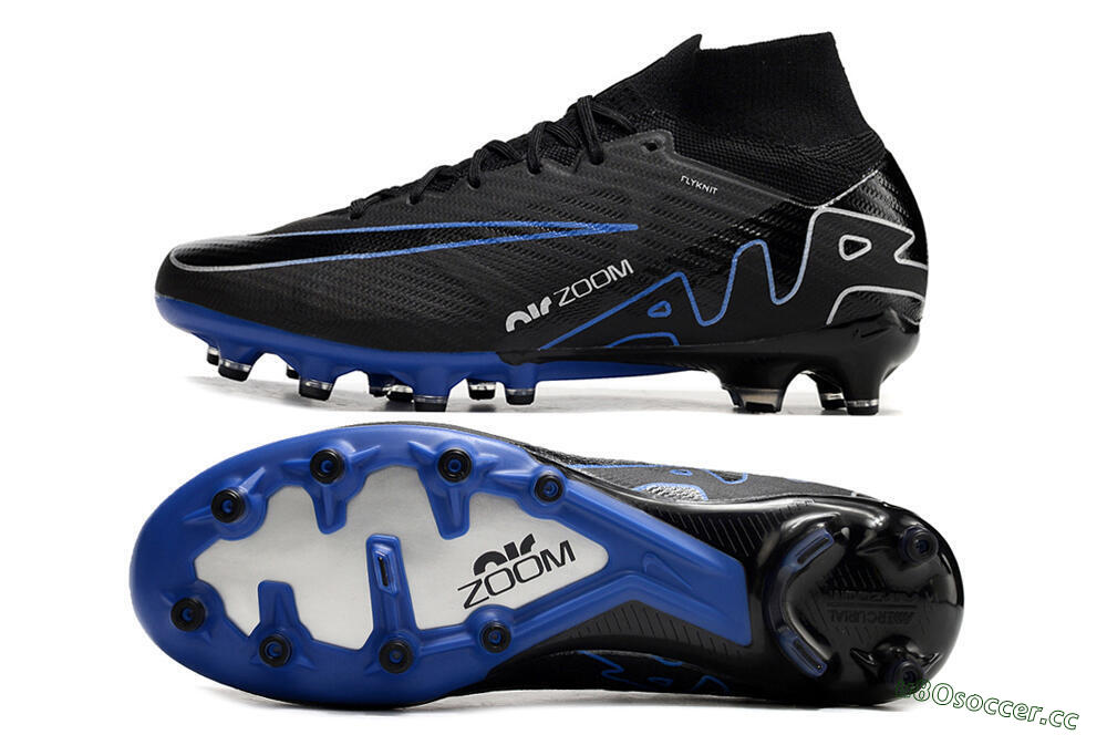 Unisex Nike Air Zoom Mercurial Superfly 9 Elite AG Artificial Grass High-Tops Football Boots - Black/Blue/White 1