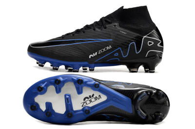 Unisex Nike Air Zoom Mercurial Superfly 9 Elite AG Artificial Grass High-Tops Football Boots - Black/Blue/White
