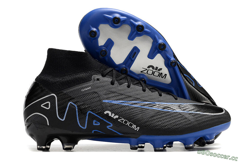 Unisex Nike Air Zoom Mercurial Superfly 9 Elite AG Artificial Grass High-Tops Football Boots - Black/Blue/White 2