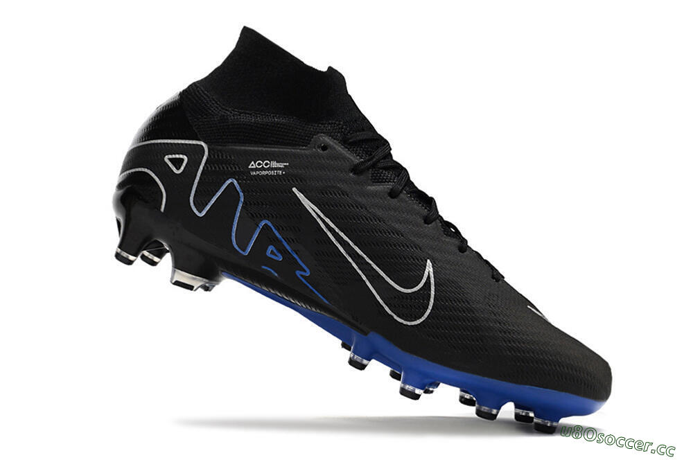 Unisex Nike Air Zoom Mercurial Superfly 9 Elite AG Artificial Grass High-Tops Football Boots - Black/Blue/White 4