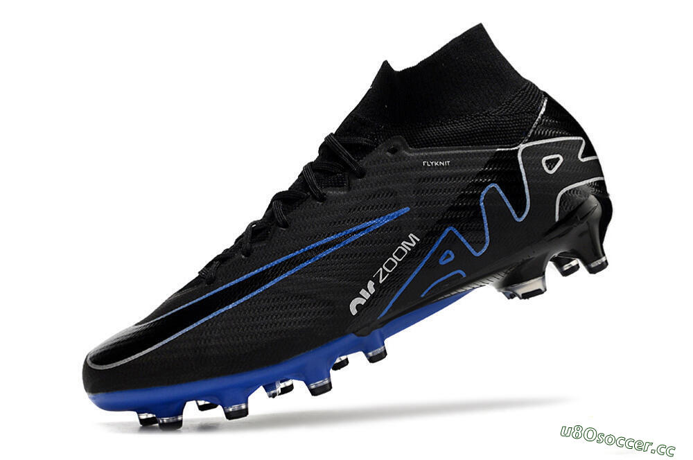 Unisex Nike Air Zoom Mercurial Superfly 9 Elite AG Artificial Grass High-Tops Football Boots - Black/Blue/White 5