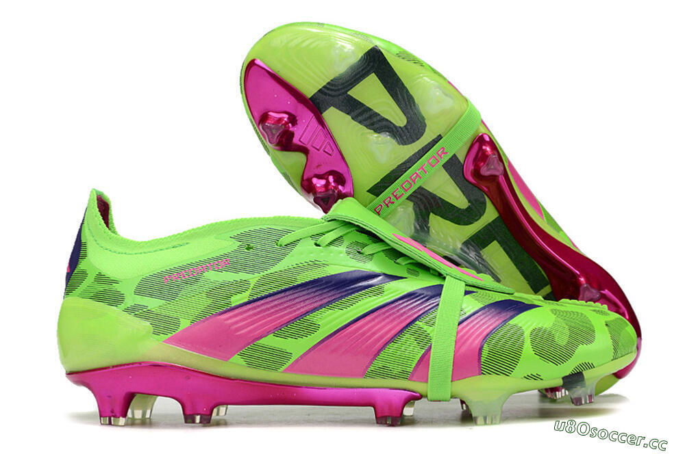 Men's Adidas Predator Elite Foldover Tongue FG Firm Ground Low-Tops Football Boots - Green/Pink/Purple/Yellow 2