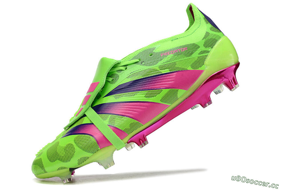 Men's Adidas Predator Elite Foldover Tongue FG Firm Ground Low-Tops Football Boots - Green/Pink/Purple/Yellow 5