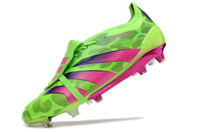 Men's Adidas Predator Elite Foldover Tongue FG Firm Ground Low-Tops Football Boots - Green/Pink/Purple/Yellow