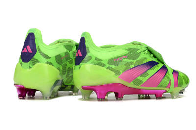 Men's Adidas Predator Elite Foldover Tongue FG Firm Ground Low-Tops Football Boots - Green/Pink/Purple/Yellow