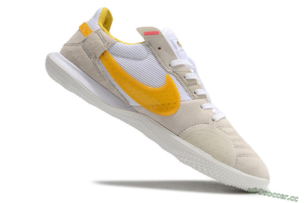 Men's Nike Street Gato IC Indoor & Futsal Low-Tops Football Shoes - Beige/Yellow/White 4