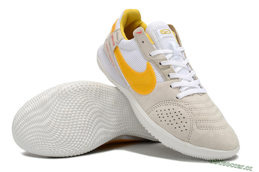 Men's Nike Street Gato IC Indoor & Futsal Low-Tops Football Shoes - Beige/Yellow/White 3