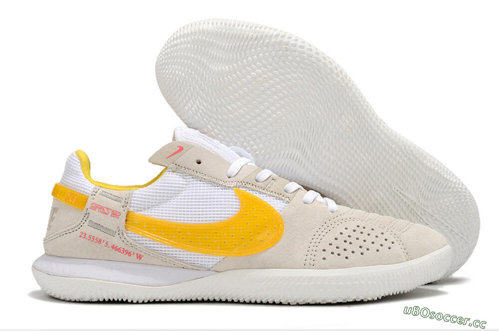 Men's Nike Street Gato IC Indoor & Futsal Low-Tops Football Shoes - Beige/Yellow/White 2