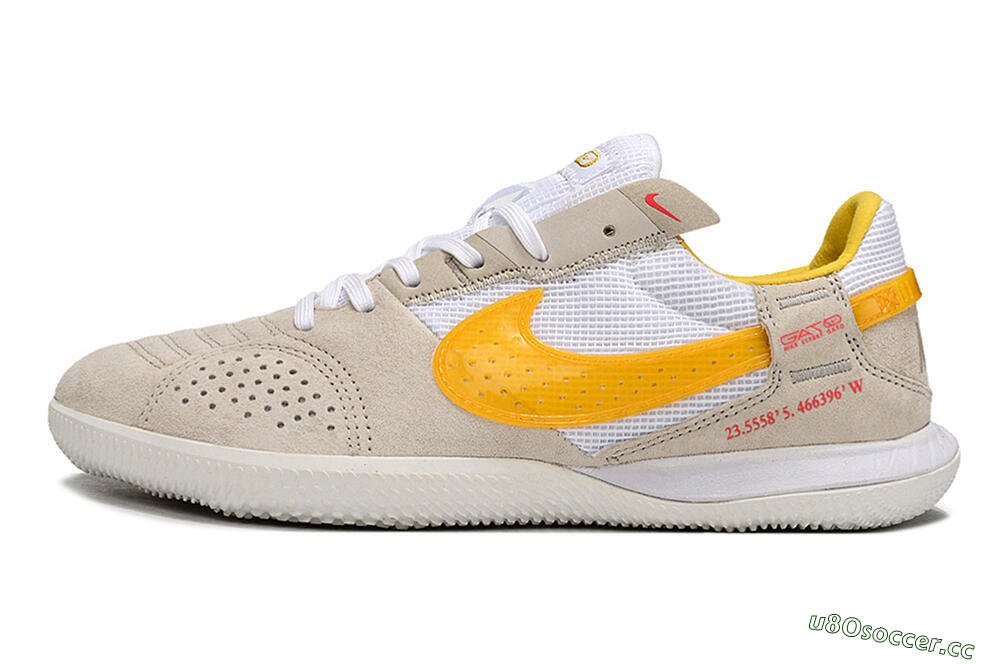 Men's Nike Street Gato IC Indoor & Futsal Low-Tops Football Shoes - Beige/Yellow/White 0