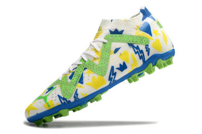 Men's Puma Future Ultimate FG Multi Ground Low-Tops Football Boots - White/Yellow/Blue