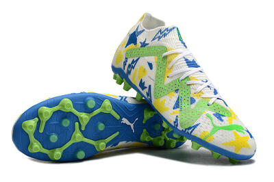 Men's Puma Future Ultimate FG Multi Ground Low-Tops Football Boots - White/Yellow/Blue