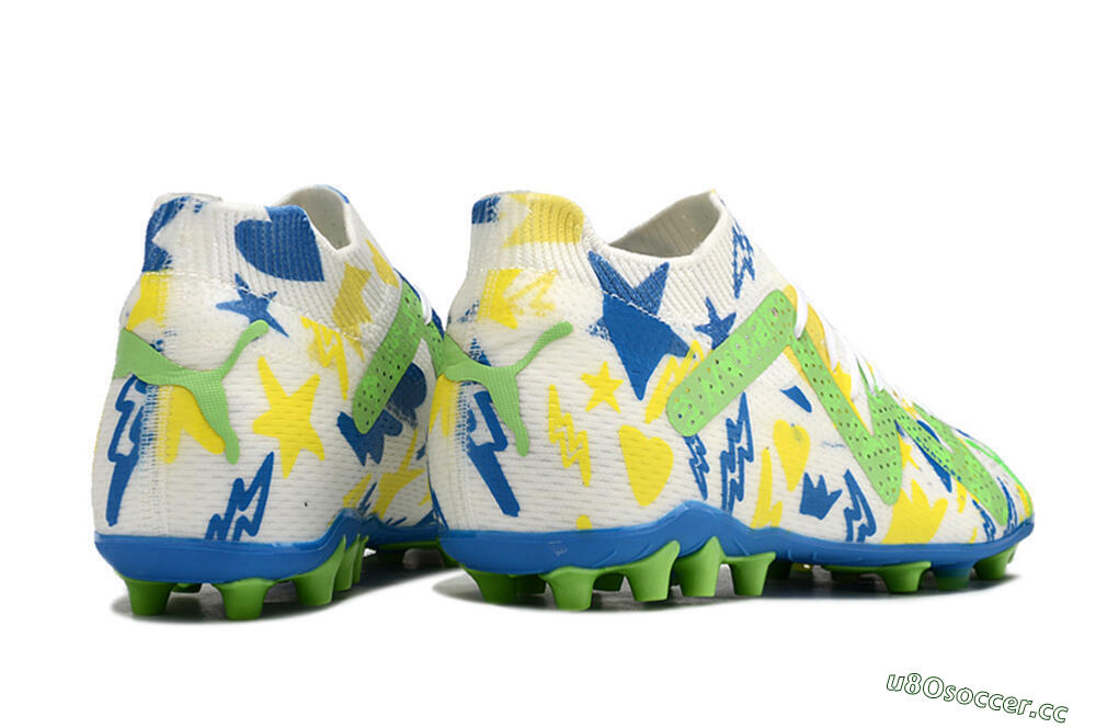 Men's Puma Future Ultimate FG Multi Ground Low-Tops Football Boots - White/Yellow/Blue 6